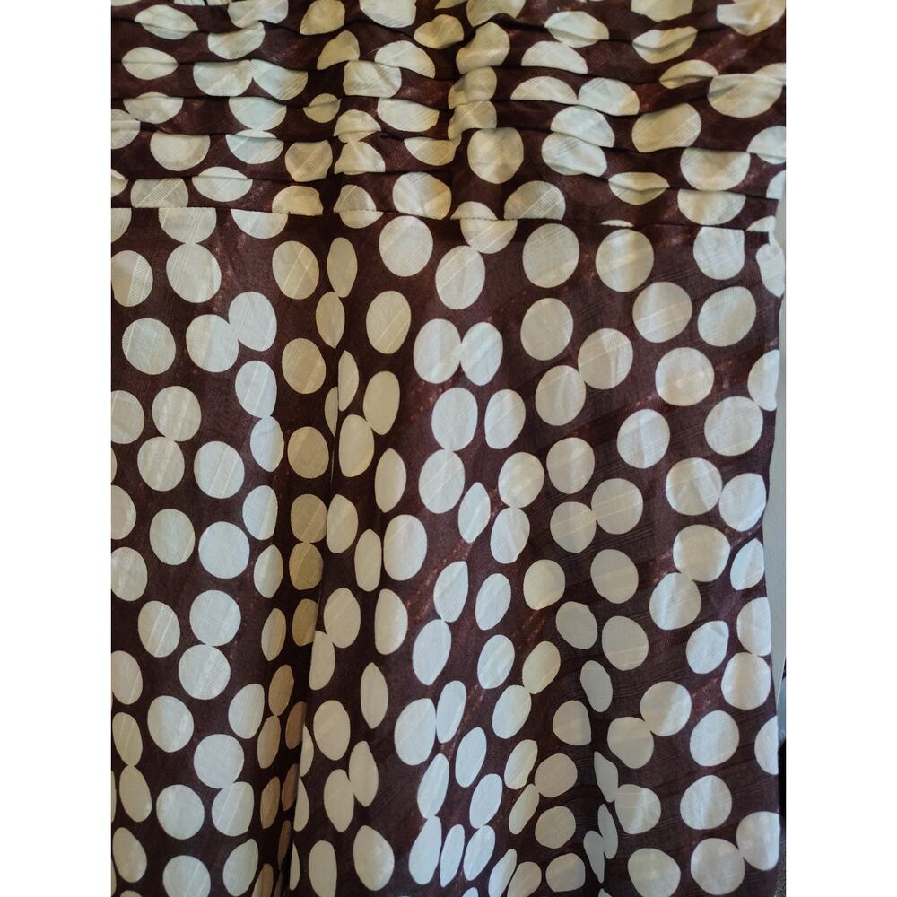 Amanda Lane Polka Dot A-Line Midi Dress Brown White Red Trim Size 12 Cotton... - Picture 10 of 14